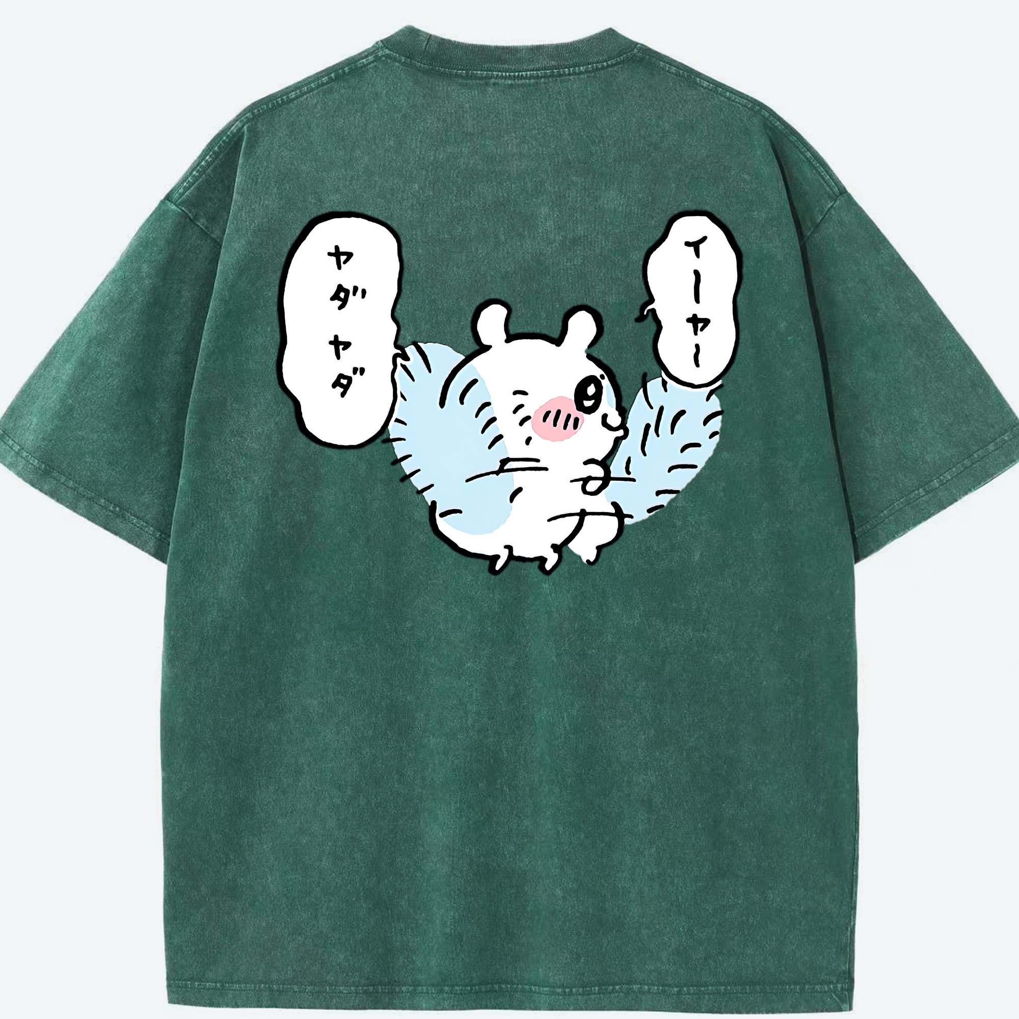 （画像用） ちいかわ モモンガ Chii-kawa Momonga 綿100% ヴィンテージ風 半袖Tシャツ（背面プリント）